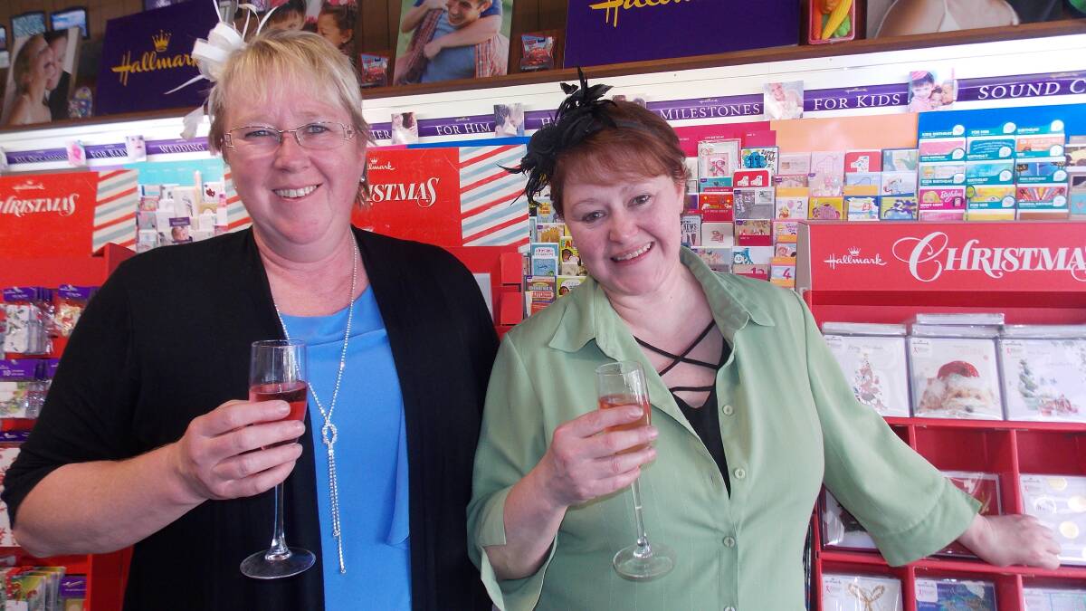 Lindy McKinnon and Kim Stockwell got festive for Melbourne Cup Day at the Bombala Newsagency on November 4.