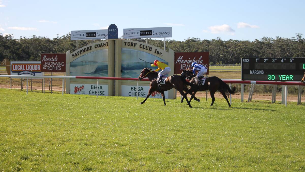 Better Idea, owned by a Bombala-Delegate syndicate, strides out to narrowly win the Class 2 Handicap over 1250 metres at Merimbula on Sunday.