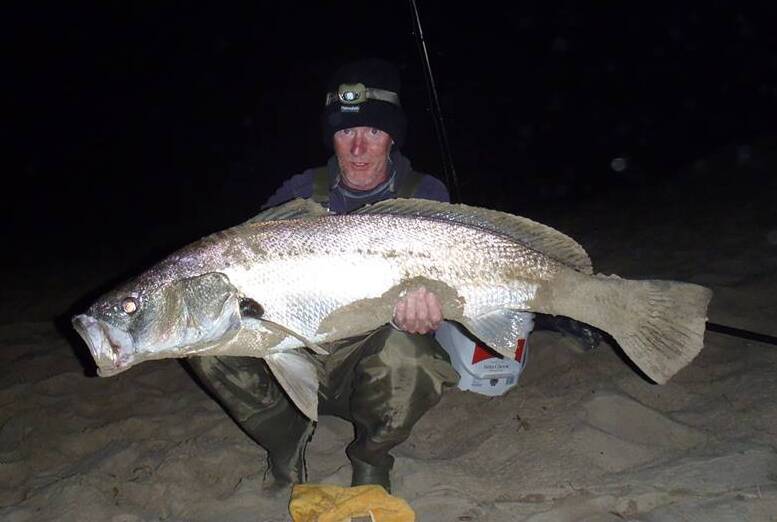 GIANT CATCH: Glenn Godwin with his Jewfish caught on Seven Mile Beach last Friday. 