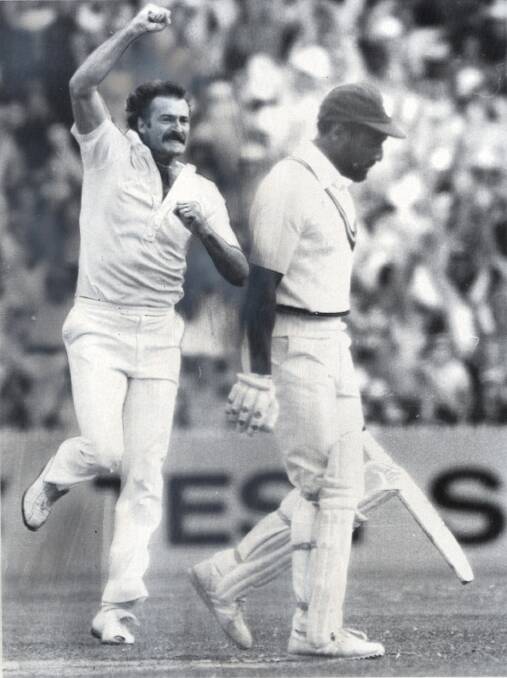The great Dennis Lillee celebrates a wicket at the Boxing Day Test in the 1970's.