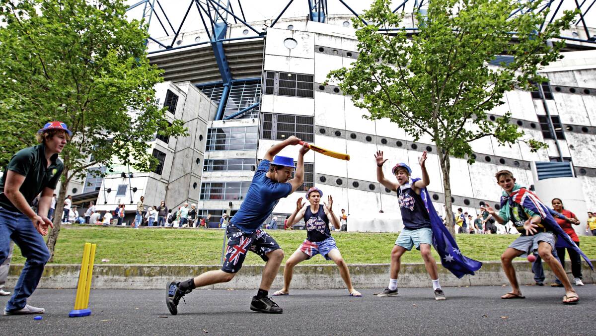 The grounds around the 'G play host to a myriad of "mini" test matches as crowds wait to get into the ground.