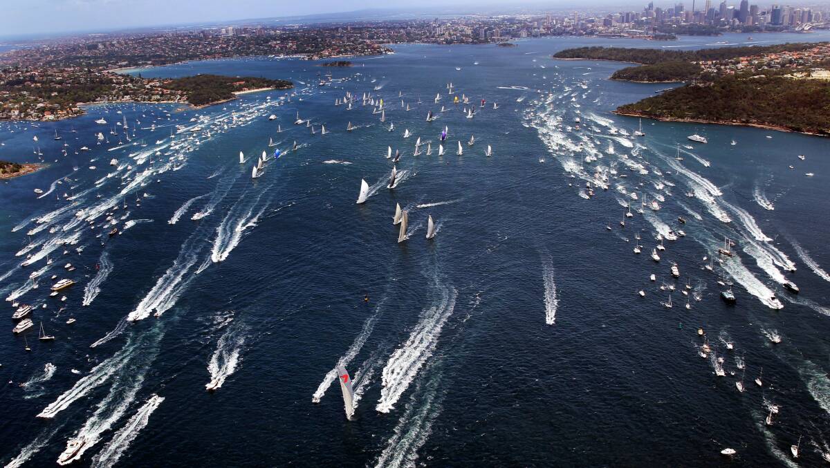 The fleet leaves Sydney at the start of the 2012 event.