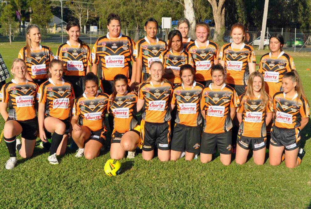 ORANGE AND BLACK: Batemans Bay Tigers women’s league tag team played its first exhibition match against the Moruya Sharkettes on Saturday. 