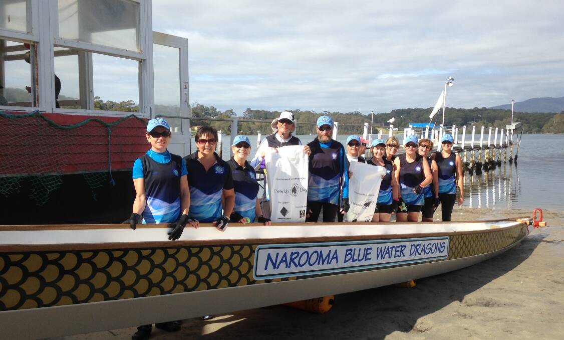
NAROOMA: Narooma Blue Water Dragons put aside regatta duties for their annual labour of love - cleaning up Forsters Bay during Clean Up Australia week. 
