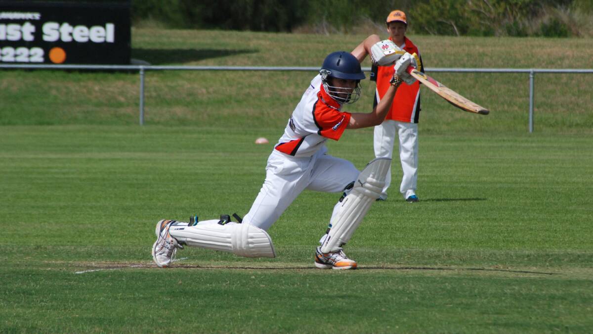 BATEMANS BAY: Corey McAlpin plays a cover drive against Bomaderry at Hanging Rock Oval on Saturday.  