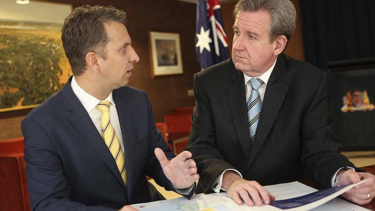BEGA: Member for Bega Andrew Constance was this week named the new NSW treasurer in Premier Mike Baird’s reshuffled cabinet. He is pictured with former Premier Barry O'Farrell. 