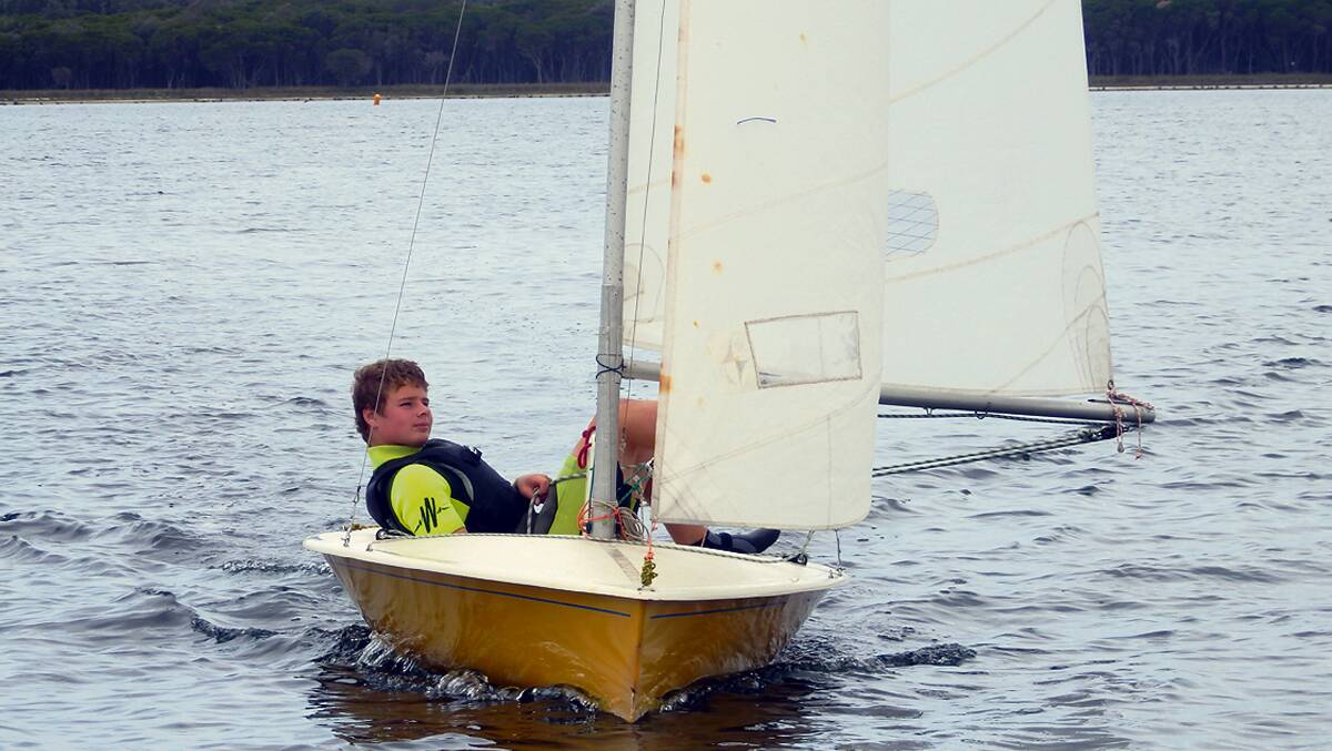 MERIMBULA: Alister French sails the Slippery Banana to victory during a Wallagoot Lake Boat Club meet on the weekend.  