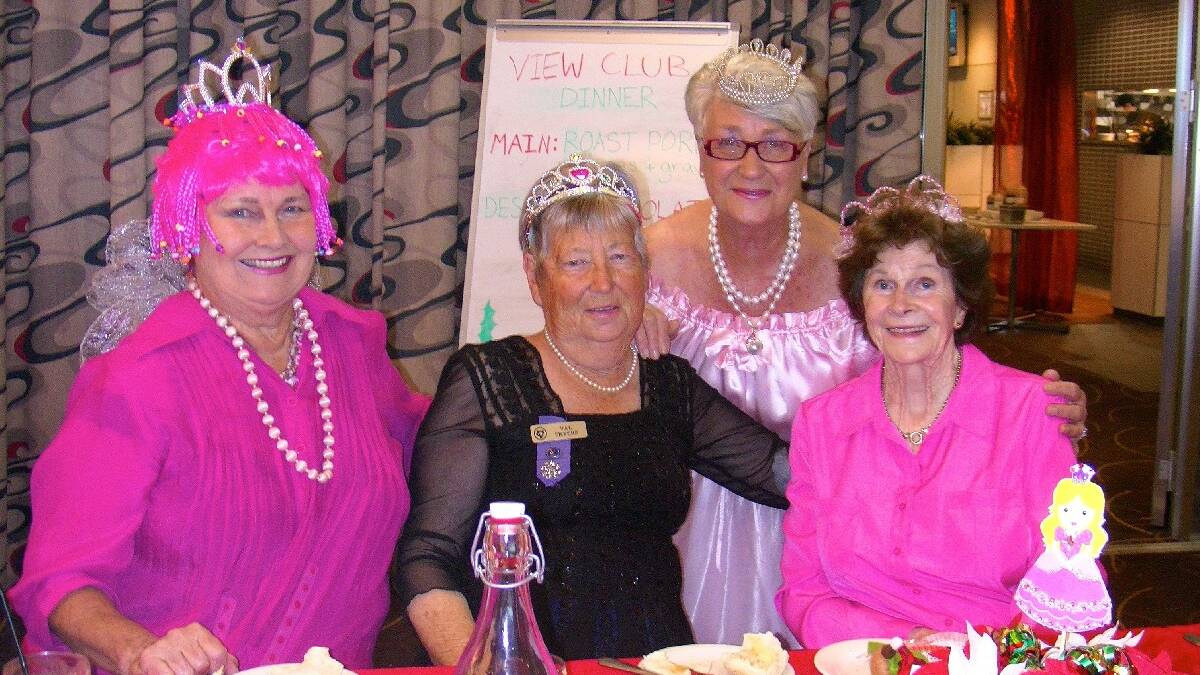MERIMBULA: Christmas glamour … Audrey Taylor, left, Val Fryers, Gwen Scorgie and Joan MacLeod enjoying the Merimbula VIEW Club  Christmas breakup.
 