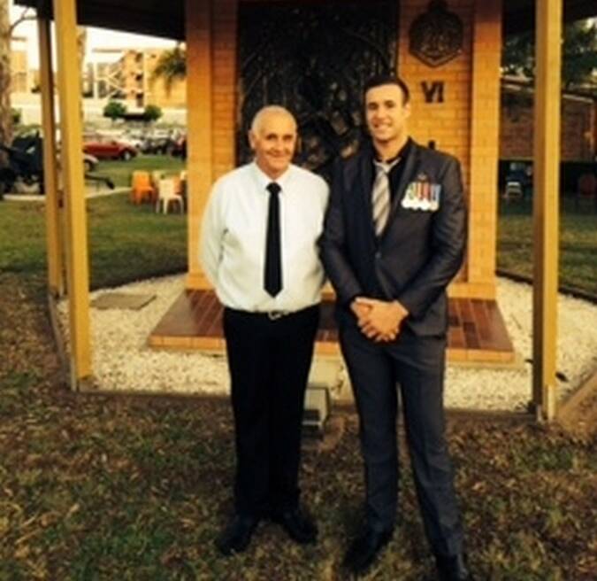 Mal Stone (pictured with dad, Ian) earned the Champion Soldier title for the 6 RAR in December 2014. 