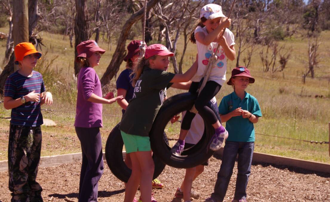 Izzy Salter took to the air in the big swing during the Cooba excursion. 