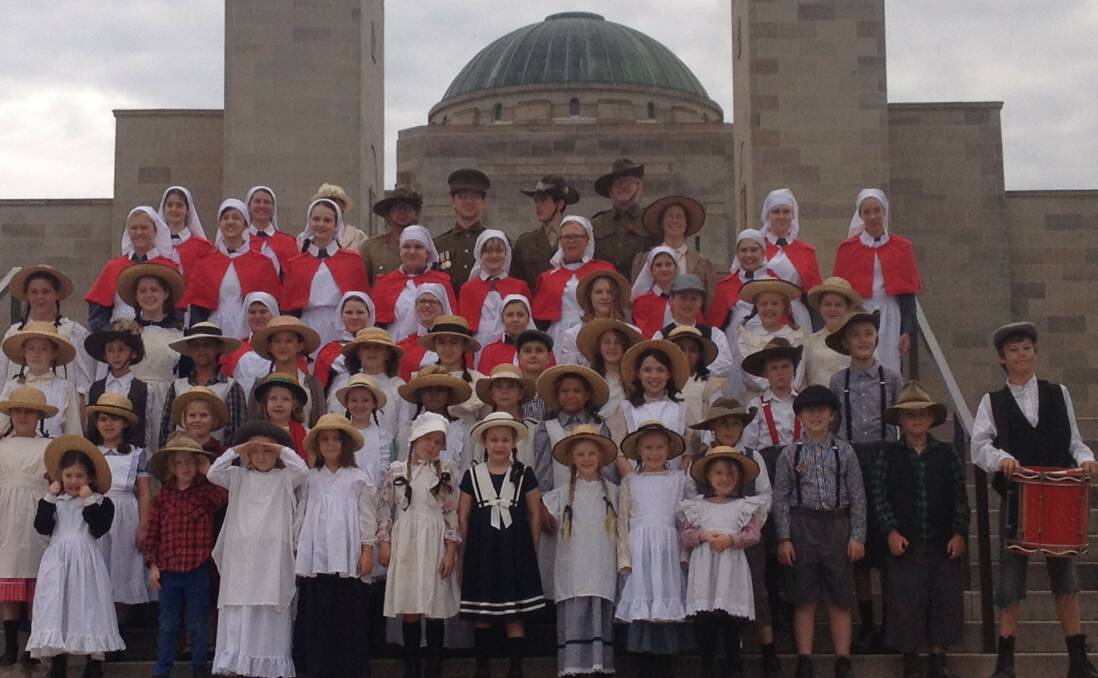 The RSL Rural Commemorative Youth Choir, which includes 14 local children, appears on YouTube performing ‘Young and Free’ at the War Memorial. 
