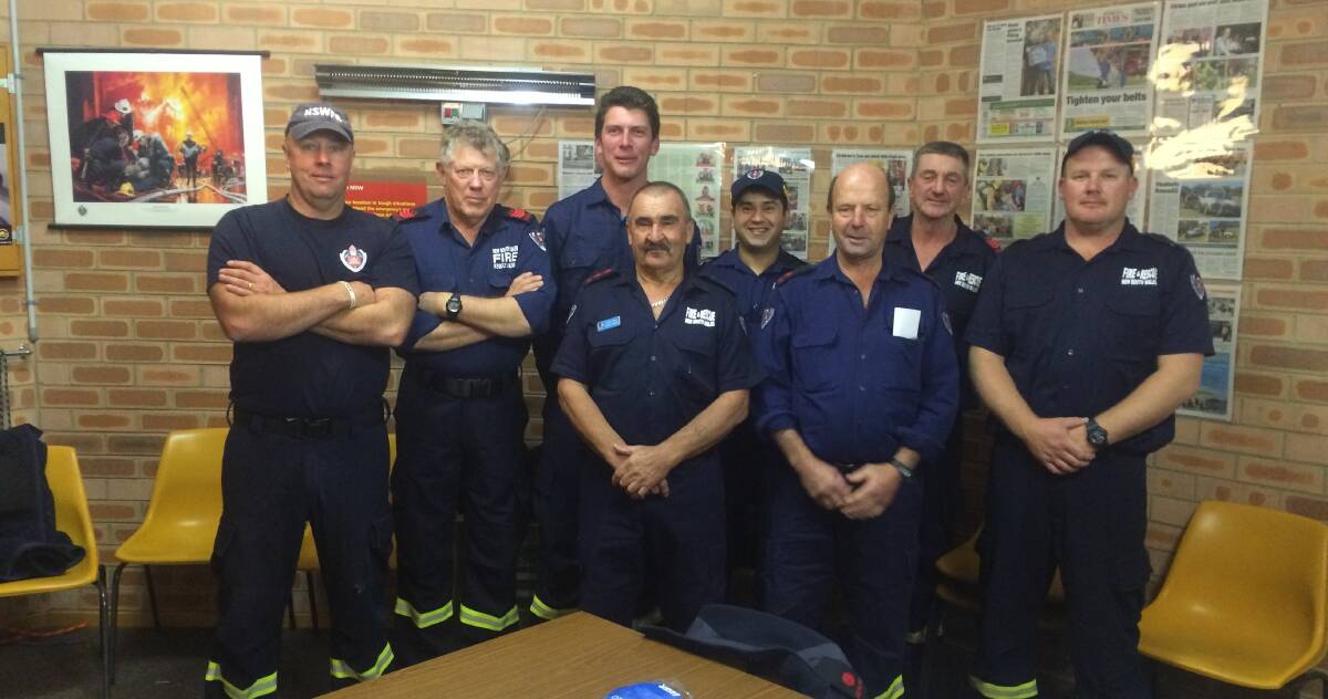 The Fire & Rescue NSW Bombala crew includes Malcolm Lavender, Bob Day, Gordon Anderson, Captain Terry Lomas, Joe Papalia, Neil Hennessy, Robert Hampshire and Ben Peadon. (Absent from photo, Nathan Marks and Stephen Gay). 