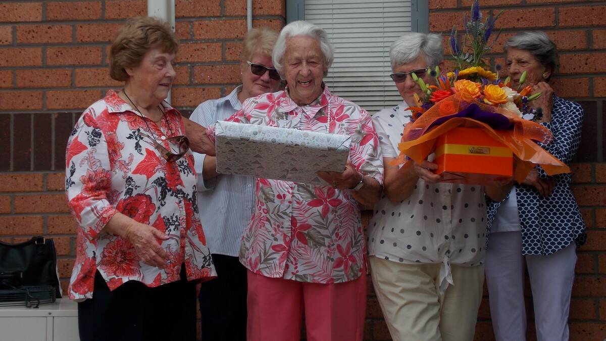 Betty Cowell’s retirement as long standing Auxiliary President was marked with a presentation from fellow members, Ruth Allan, Kay Adamson and Helen Haslingden.
