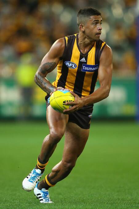 Bradley Hill of the Hawks. The Hawks defeated the visiting Dockers 137-79. Picture: Getty Images