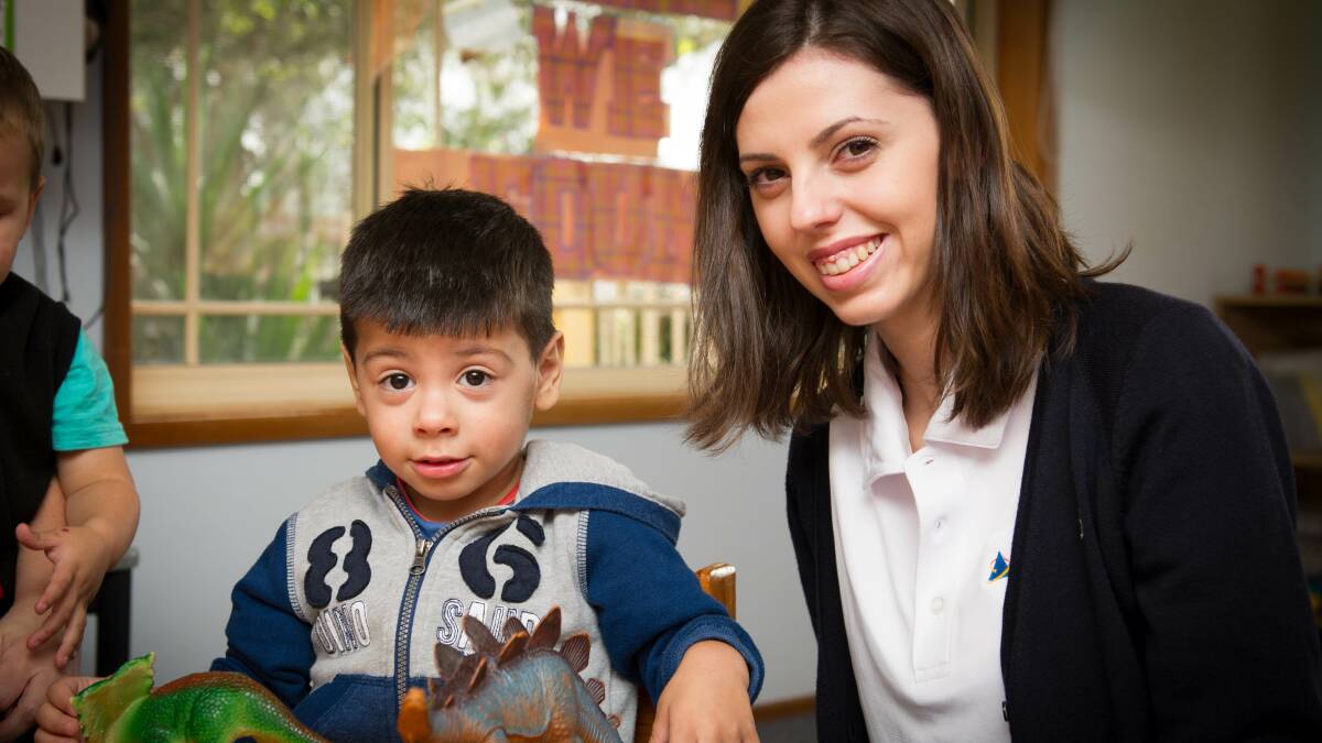 SHELLHARBOUR: KidzWish have a mobile speech therapy visits Bright Beginnings Child Care and Early Learning Centre Albion Park. Photo of Xavier Cabanas and Ivana Pejovska Picture: ALBEY BOND  