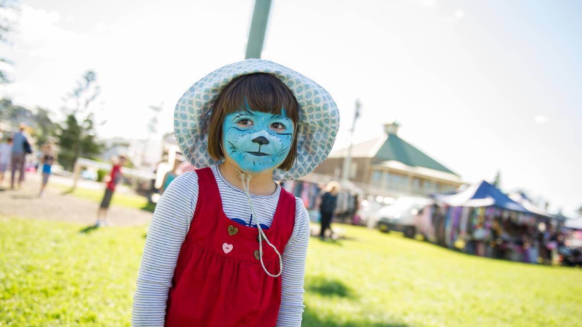 KIAMA: Little blue lion Aubrey Koll at the Good Friday Easter Fun Day at the Pavilion, Kiama. Picture: ALBEY BOND   