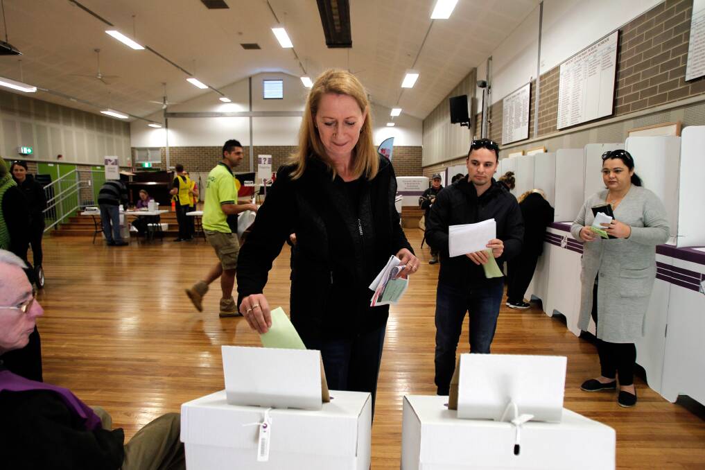 Cunningham MP Sharon Bird casts her vote on July 2. Picture: Sylvia Liber