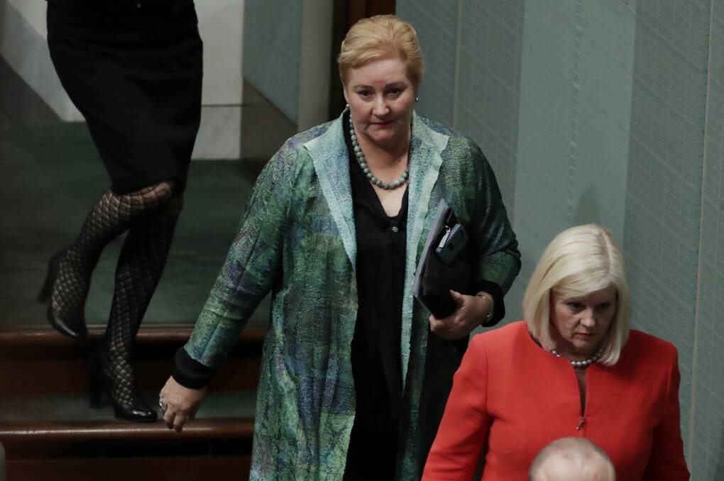 Ann Sudmalis leaves question time in Parliament House in Canberra on Tuesday. Picture: Andrew Meares
