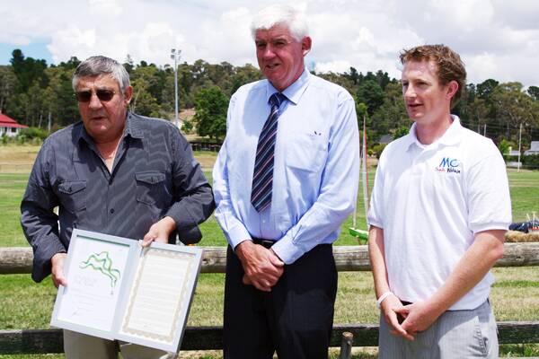 John Ratcliffe was presented with the Citizen of the Year Award by Mayor Bob Stewart and Australia Day Ambassador, Michal Crossland on Saturday.