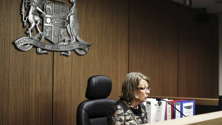ICAC Commissioner the Hon Megan Latham during the opening address for the investigation into Australian Water Holdings and the conduct of several ministers. Photo: Nick Moir