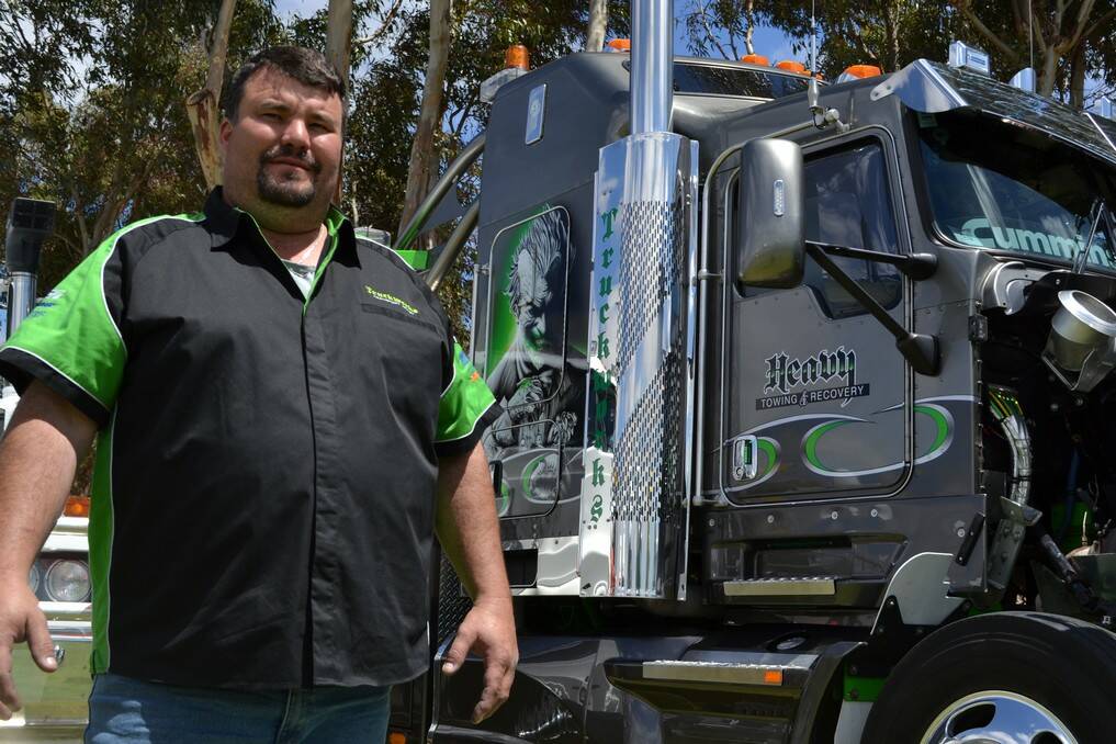 Brenton Levi, Wingfield, shows off his impressive truck at the White Hill Truck Drivers Memorial Remembrance Truck Show at the Murray Bridge Racing Course on Sunday.