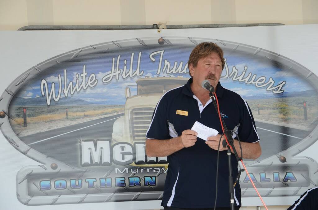 Memorial Committee Coordinator Keith Wood at the opening of the truck drivers memorial in Murray Bridge on Saturday.
