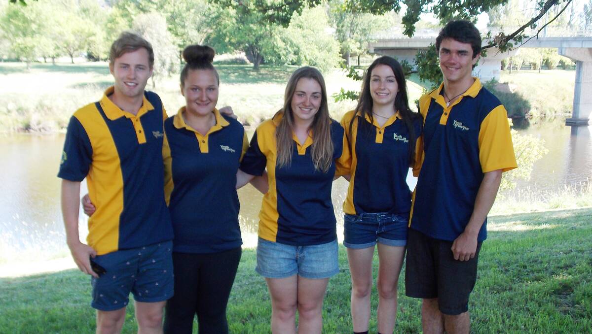 State winners of the Lions Youth of the Year Quest (from left) Tim O’Donnell, Katerina Blaekic, Bombala’s Molly Campbell, Laura Golland and Julian Lambert enjoying their visit to Bombala.