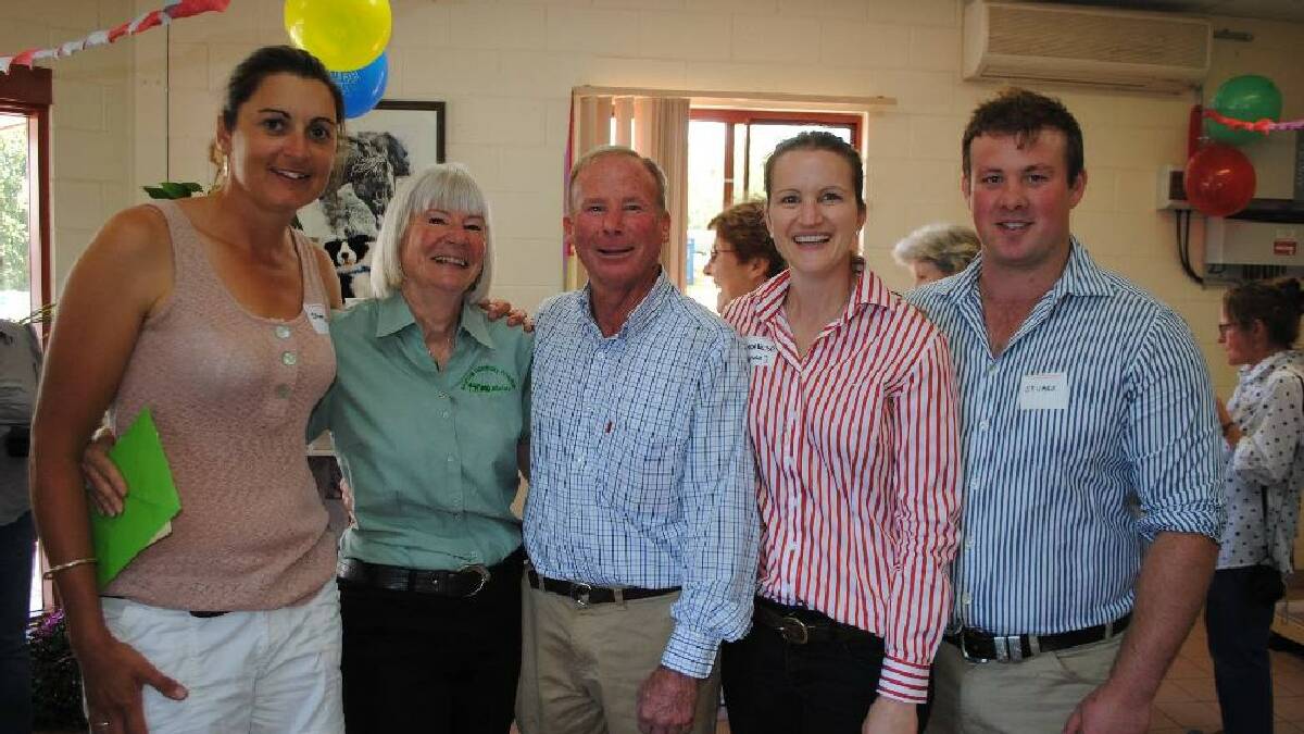 MORUYA: On Saturday a party was held at Moruya Veterinary Hospital to farewell long time vets Peter and Mary Atkinson who are retiring. The new practice owners were also there to meet and greet people. Pictured from left are vets local lass Janelle Dunkley, Mary and Peter Atkinson, Annie Seager and Stuart Geard who come to the Eurobodalla from Tamworth.