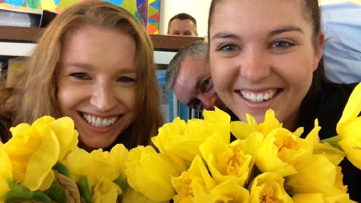 Megan Catt and Elise O'Connell got into the Daffodil Day spirit.