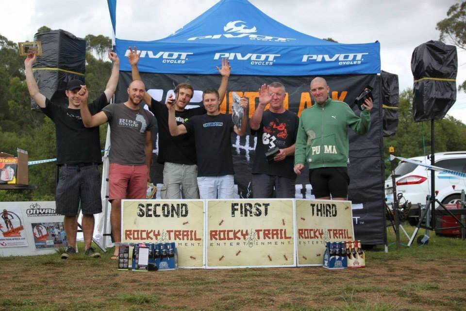 Bombala’s Steve Baldwin and Shay Wahrlich (far right) earned third place in the Jet Black 24 Hour Mountain Bike Race in Sydney last week. 