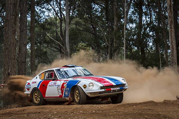 PETER POWER: Peter Dimmock and co-driver Peter Hellwig invite rivals to eat dirt in a Datsun 260Z. It's the kind of excitement to expect at the AMH Automotive Group Rally of the Bay in July. Picture: Roy Meuronen.