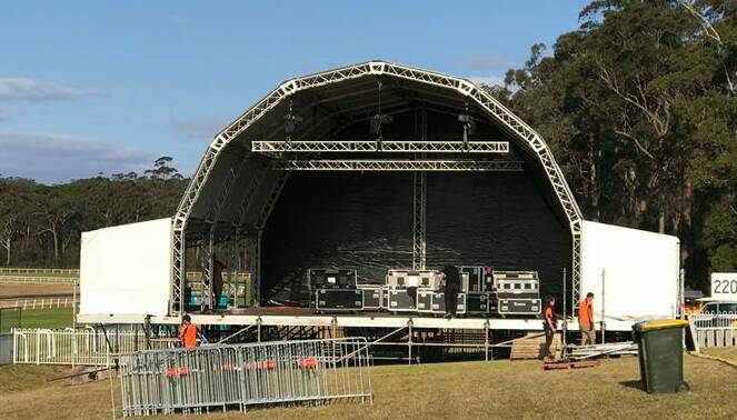 Band Together stage under construction on Thursday. Picture: Band Together Facebook