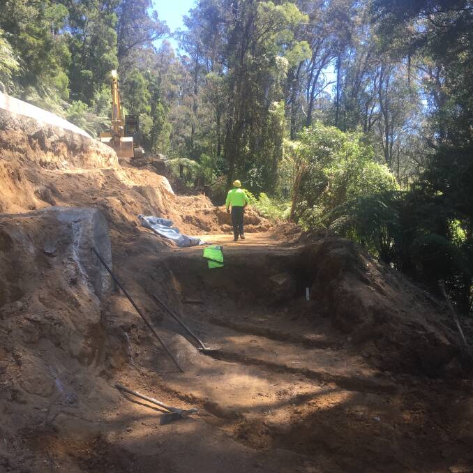 Roadwork currently underway on the Snowy Mountains Hwy at Brown Mountain. Picture courtesy of RMS.