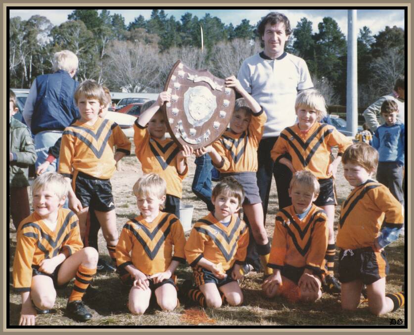 Delegate under 8s rugby league side with coach Graeme Payton, circa 1984.