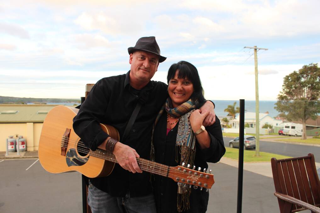 Red Heart Blue: Jackson Fisher and Corine Masliah ready to perform at Band Together - the Tathra bushfire relief concert on Saturday, May 26. 