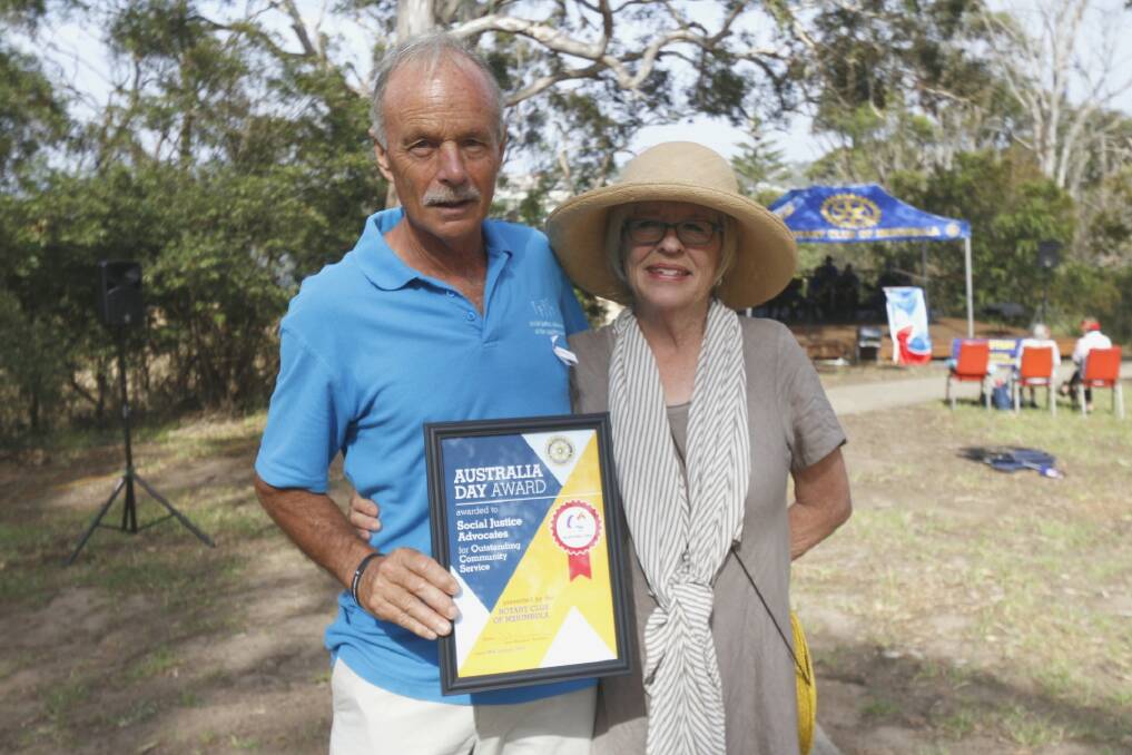 Australia Day Community Award. Social Justice Advocates of the Sapphire Coast's Mick Brosnan and wife Ann Brosnan. Photo: Rachel Mounsey