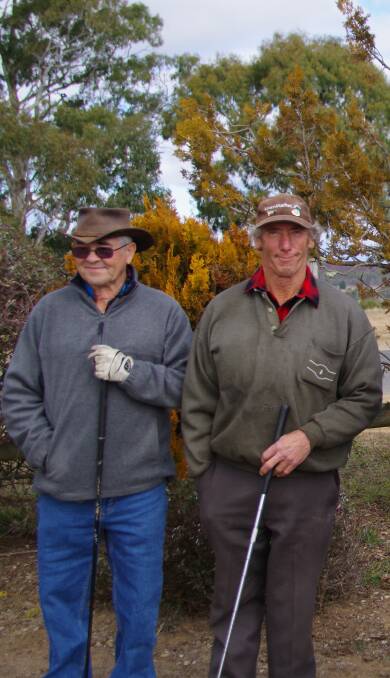 FOR THE LOVE OF THE GAME: Bombala golfers Merv Douch and Ray Fermor after a match in 2018. 