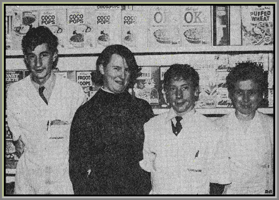 PICTURE FROM THE PAST: Can anyone name these four people? The picture was taken out of a Bombala Times supplement for the grand opening of Permewans Store in 1969. 
