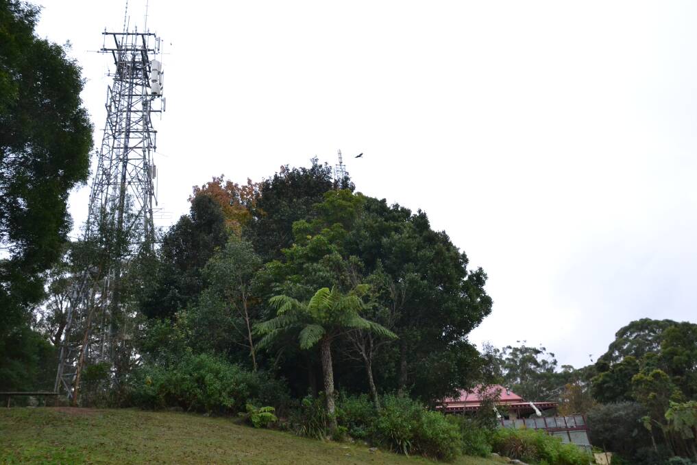 The old Shoalhaven City Council telecommunications tower is located adjacent to the Cambewarra Lookout Cafe.