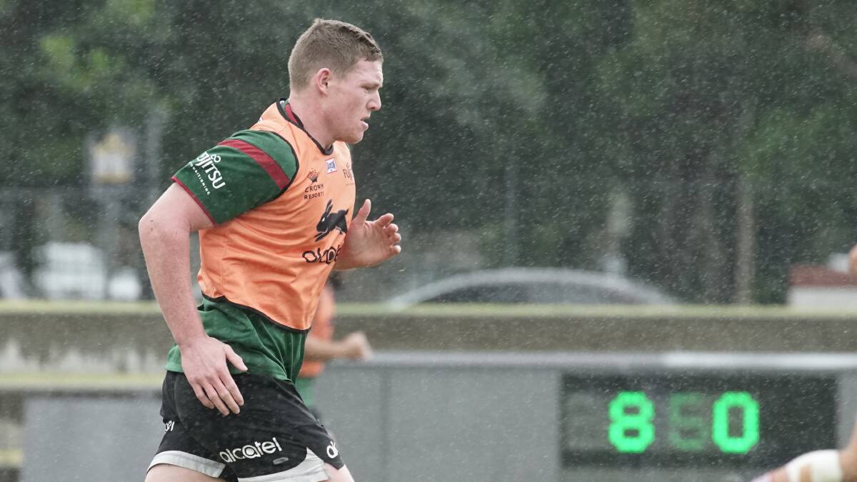 At the top: Bombala forward and Rabbitohs pick up Ky Rodwell is getting the chance to mix it with South Sydney's first grade in training. Picture: South Sydney Rabbitohs
