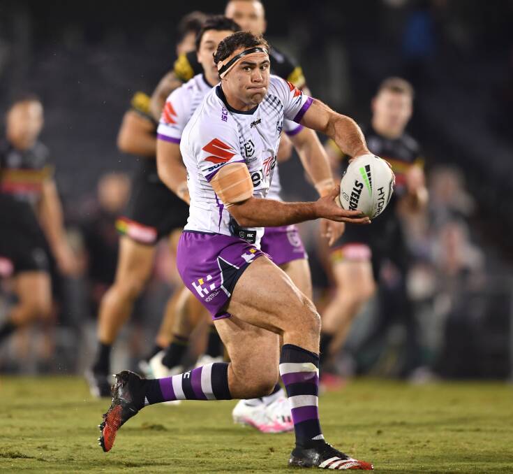 On track: Melbourne Storm Lock Dale Finucane is on track to make his NRL return in the Storm's semi-final with the Canberra Raiders. Picture: NRL Imagery. 