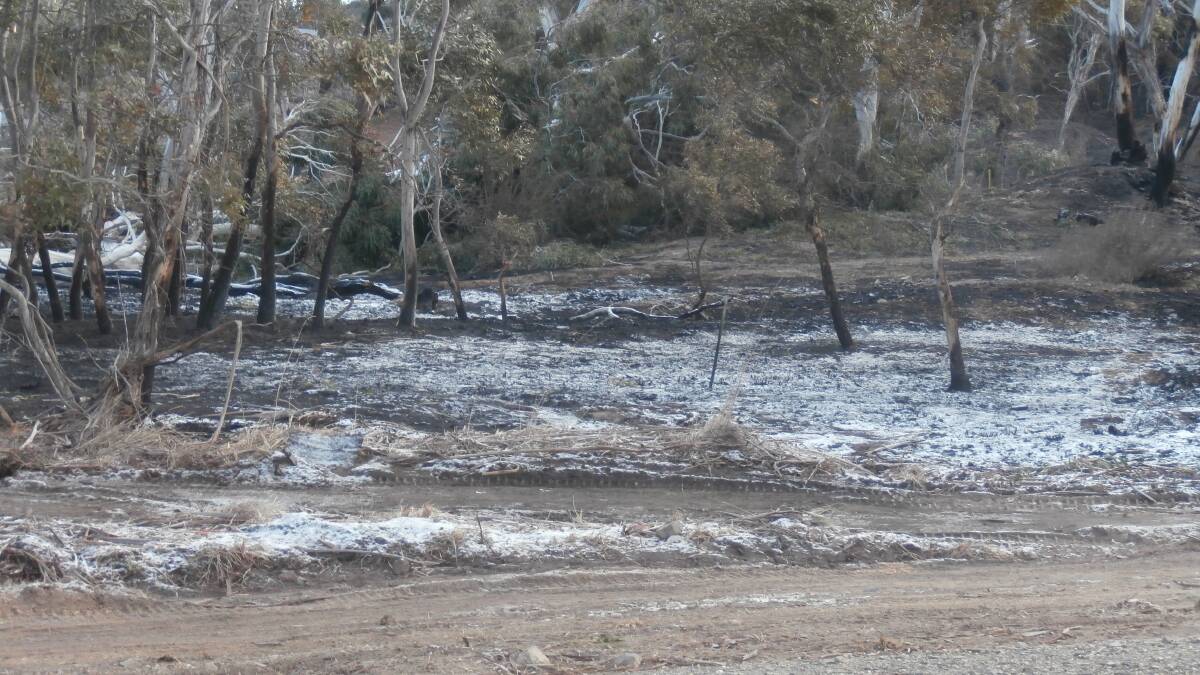 Contributed photos by Jan Wooldridge of the aftermath of the bush fire that came close to her home on Saturday, September 15, 2018.