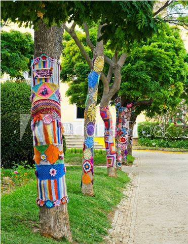 Yarn Bomb street art brightens the region