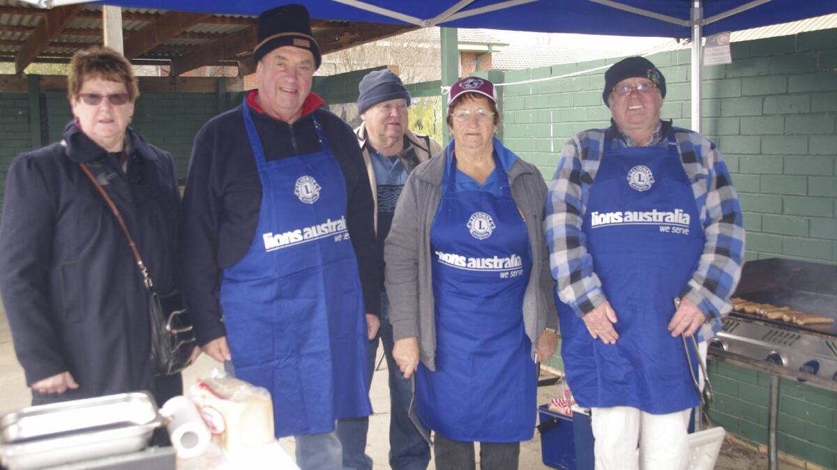 Manning the Lions barbecue at the council elections on Saturday were Fay Turnbull, John Hood, Ray Turnbull, Eileen Hampshire and Charlie Thompson.