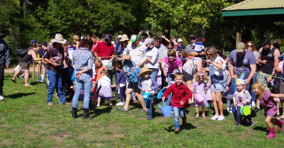 Hoards of children gathered on Sunday to take part in the annual Rotary Bombala Easter Egg Hunt on the banks of the Bombala River.