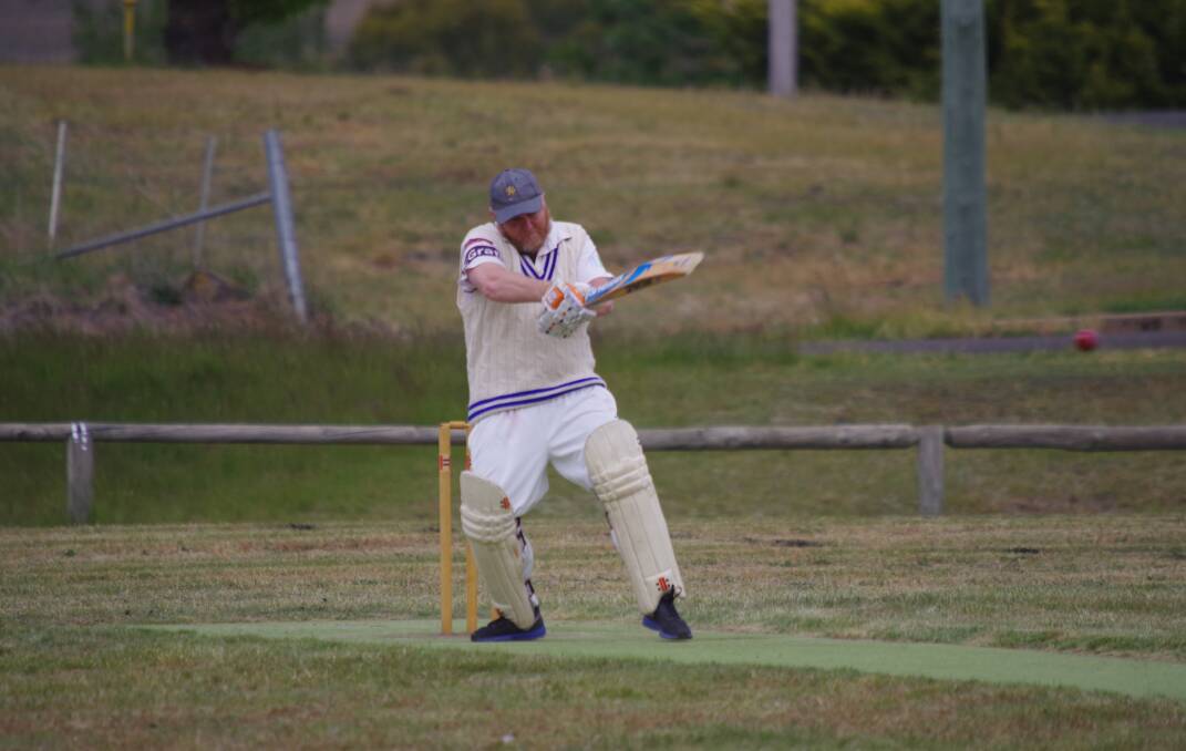 SEE-SAW GAME: Bombala cricketer Brad Bannister batting for Bombala during the weekend game against Jindabyne at Nimmitabel.