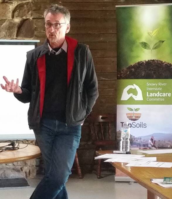 Declan McDonald of SESL Australia provided a workshop for farmers at Delegate River before bushfire and coronavirus restrictions interrupted TopSoils training in early 2020.