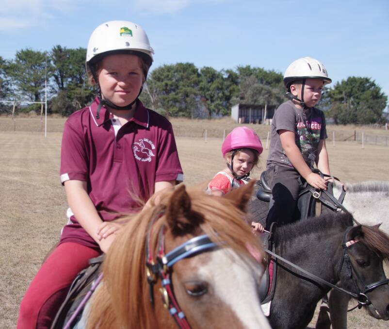 PONY CLUBBERS: Young Dala Willoughby on her pony Evie braved the heat on Sunday to attend the pony club rally in Delegate.