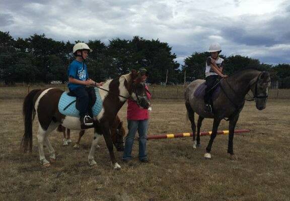 Cooper Kidd on his pony Spud with Jay Voveris on his pony Whiskey at the Delegate Pony Club rally day.