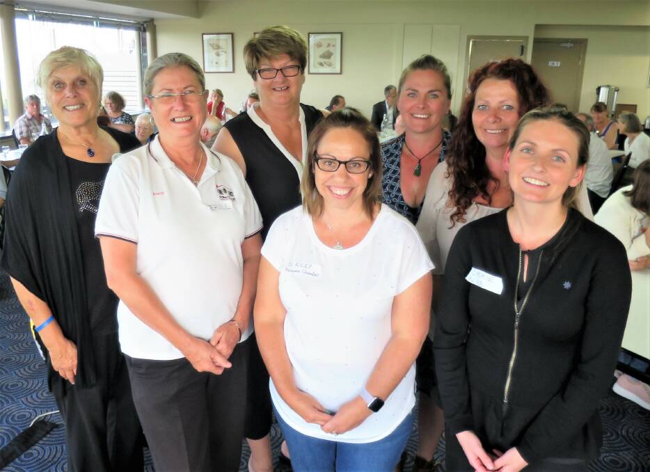 Narooma Rotary President Ange Ulrichsen, left, with new committee members Averill Berriman of ABC Property Sales, Therese Aston, coordinator Di Riley of the Chamber, Shannon Chambers of Easts Holiday Parks, Dee Cramb of Sea Salt Café Dalmeny and Cherie Cunninghame of the NAB. 